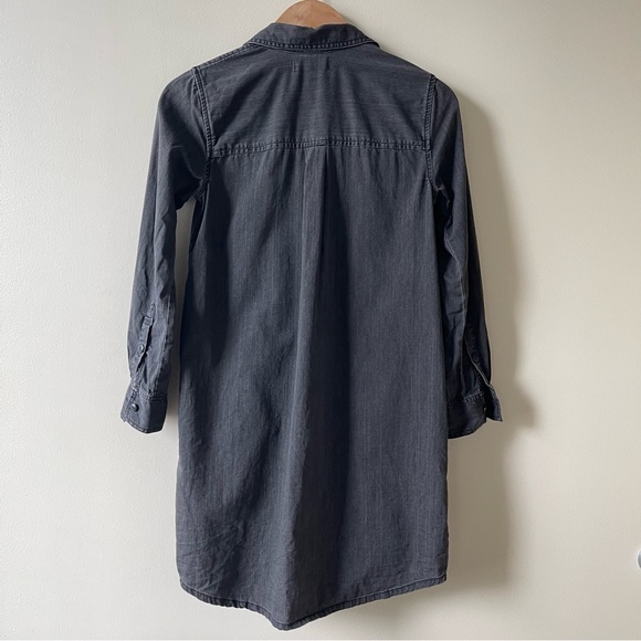 MADEWELL Washed Black Denim Long Sleeve Button Front Shirtdress - Picture 3 of 14